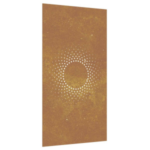 Decoração p/ muro de jardim 105x55 cm aço corten design sol H