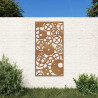 Decoração p/ muro jardim 105x55cm aço corten design engrenagens 1