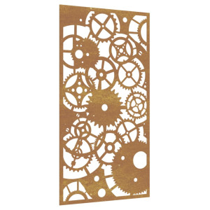 Adorno de pared de jardín acero corten rueda dentada 105x55 cm H