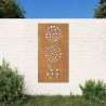 Decoração p/ muro de jardim 105x55 cm aço corten design folhas 1