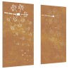 Adorno pared jardín 2 uds acero corten diseño flores 105x55 cm 2