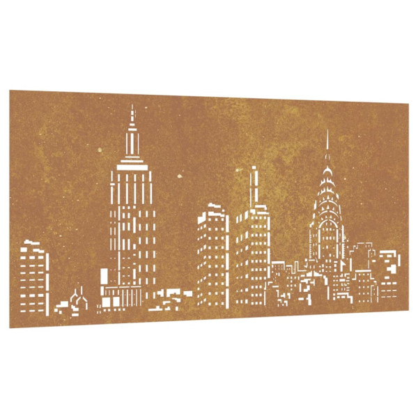 Adorno de pared de jardín acero corten diseño skyline 105x55 cm M 2