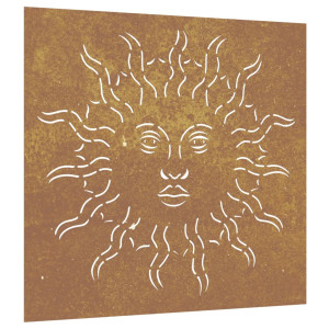 Adorno de pared de jardín acero corten diseño sol 55x55 cm H