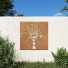 Decoração p/ muro de jardim 105x55 cm aço corten design árvore 1