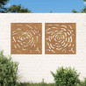 Adorno de pared jardín 2 uds acero corten diseño rosa 55x55 cm 1