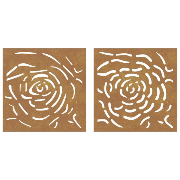 Adorno de pared jardín 2 uds acero corten diseño rosa 55x55 cm M 4