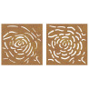 Adorno de pared jardín 2 uds acero corten diseño rosa 55x55 cm 4