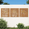 Adorno pared jardín 3 uds acero corten diseño hierba 55x55 cm 1