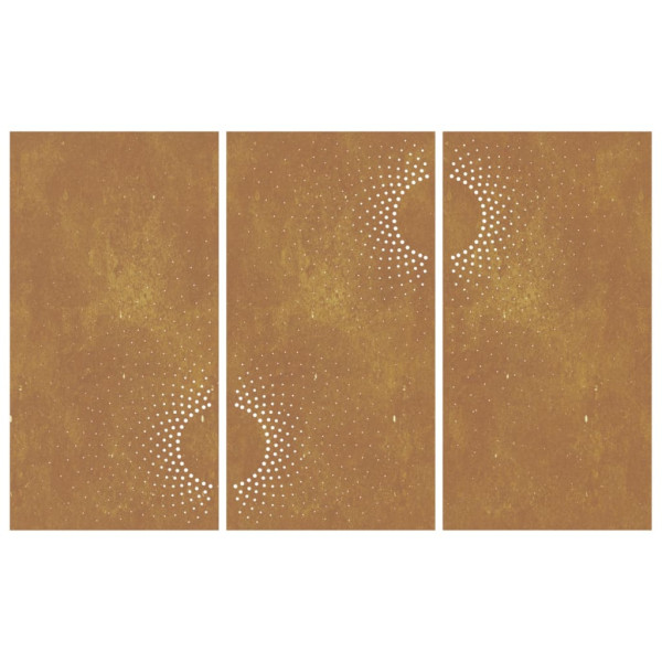 Adorno pared jardín 3 uds acero corten diseño sol 105x55 cm M 4