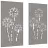 Decorações p/ muro de jardim 2 pcs aço corten design flores 3
