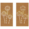 Decorações p/ muro de jardim 2 pcs aço corten design flores 4