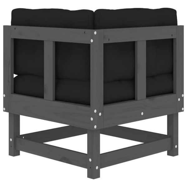 Sofá de canto com almofadões pinho maciço cinzento M 5