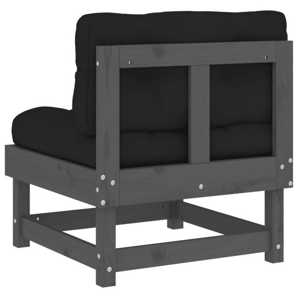 Sofá central con cojines madera maciza de pino gris M 5