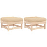 Apoios de pés p/ jardim c/ almofadões 2 pcs pinho maciço 2