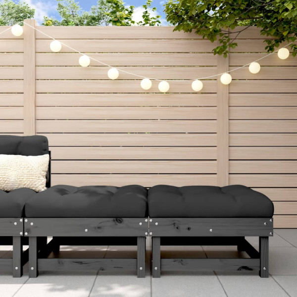 Taburetes de jardín con cojines 2 uds madera maciza pino gris D