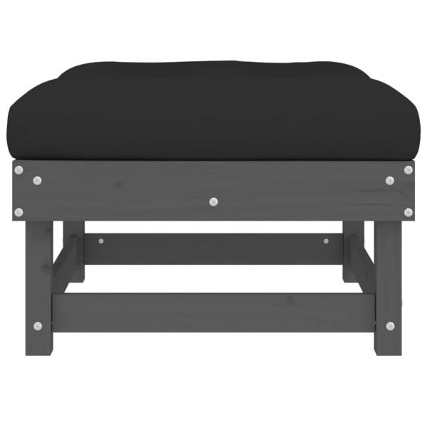 Apoios de pés p/ jardim c/ almofadões 2 pcs pinho maciço cinza M 4