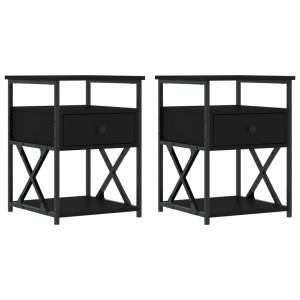 Mesitas de noche 2 uds madera de ingeniería negro 40x42x55 cm H