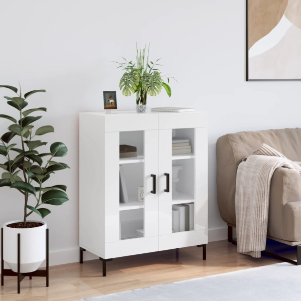 Aparador de madera contrachapada blanco brillante 69.5x34x90 cm D