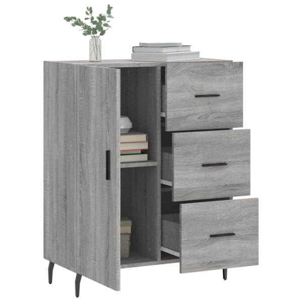 Aparador de madera de ingeniería gris Sonoma 69.5x34x90 cm M 4