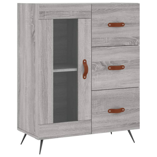 Aparador de madera de ingeniería gris Sonoma 69.5x34x90 cm M 2