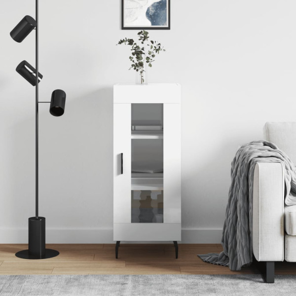 Aparador de madera contrachapada blanco brillante 34.5x34x90 cm D