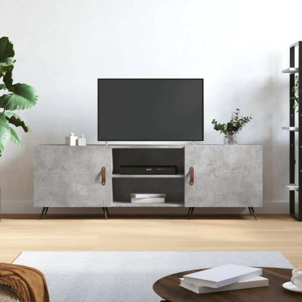 Mueble de TV madera de ingeniería gris hormigón 150x30x50 cm D