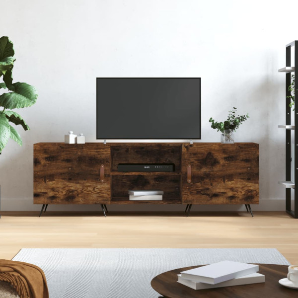 Mueble de TV madera de ingeniería roble ahumado 150x30x50 cm D