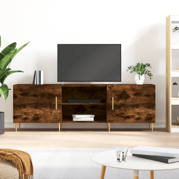 Mueble de TV madera de ingeniería roble ahumado 150x30x50 cm D