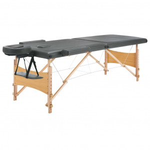 Mesa massagens c/ 2 zonas estrutura madeira 186x68 cm antracite H
