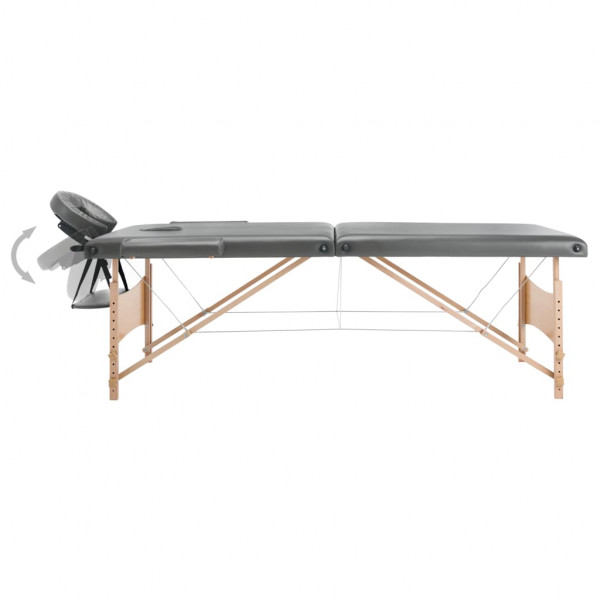 Mesa massagens c/ 2 zonas estrutura madeira 186x68 cm antracite M 3