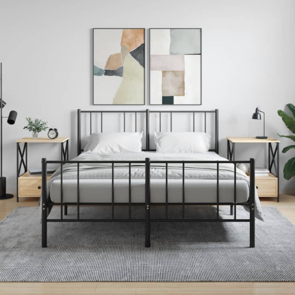 Mesitas noche 2 uds madera ingeniería roble Sonoma 50x41x65 cm D