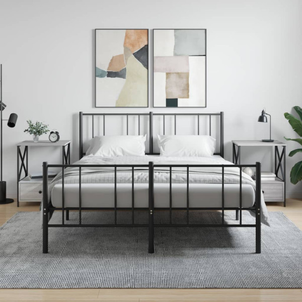 Mesita de noche 2 uds madera ingeniería gris Sonoma 50x41x65 cm D