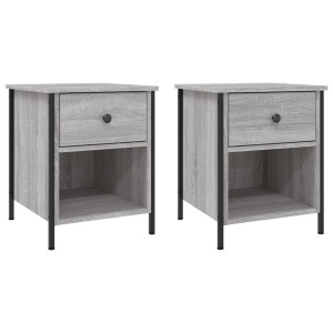 Mesita de noche 2 uds madera ingeniería gris Sonoma 40x42x50 cm H