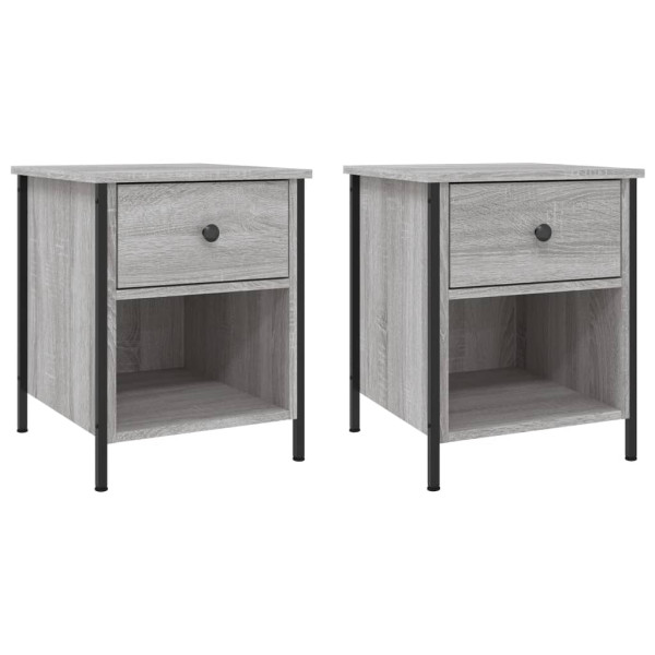 Mesita de noche 2 uds madera ingeniería gris Sonoma 40x42x50 cm M 2