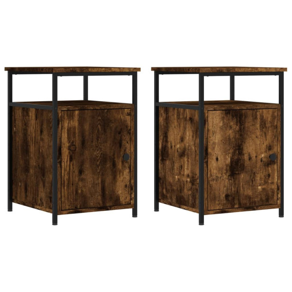 Mesitas noche 2 uds madera contrachapada roble humo 40x42x60 cm M 2