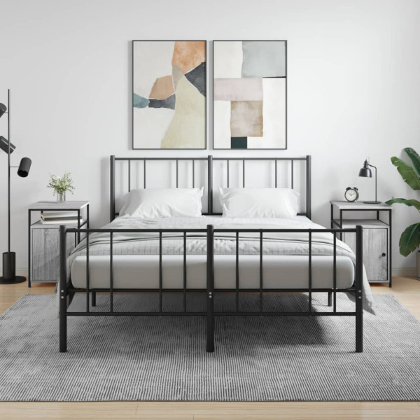 Mesitas de noche 2 uds madera contrachapada gris 40x42x60 cm D