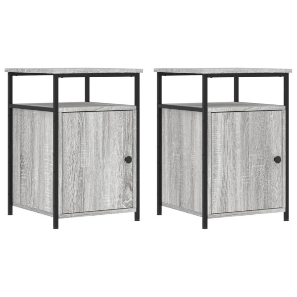 Mesitas de noche 2 uds madera contrachapada gris 40x42x60 cm M 2