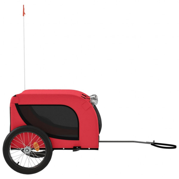 Remolque de bicicleta para perros hierro tela Oxford rojo negro M 5