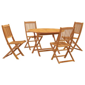 5 pcs conjunto de jantar p/ jardim madeira de acácia maciça H