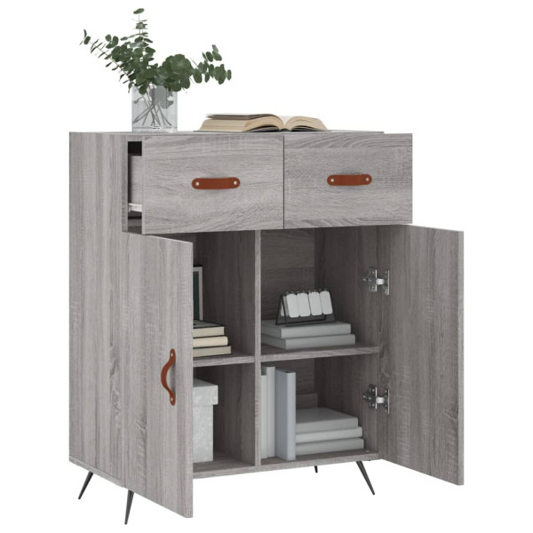 Aparador de madera de ingeniería gris Sonoma 69.5x34x90 cm M 4