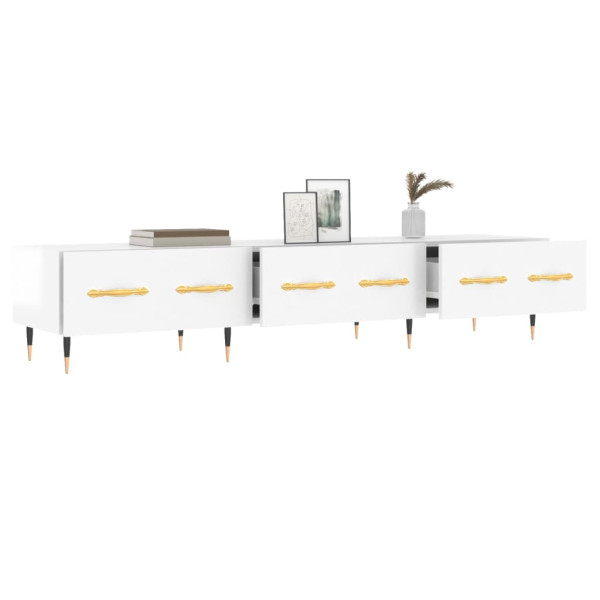 Mueble de TV madera de ingeniería blanco brillo 150x36x30 cm M 4