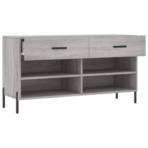 Banco zapatero madera de ingeniería gris Sonoma 102x35x55 cm M 5