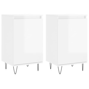 Aparadores 2 uds madera de ingeniería blanco brillo 40x35x70 cm H