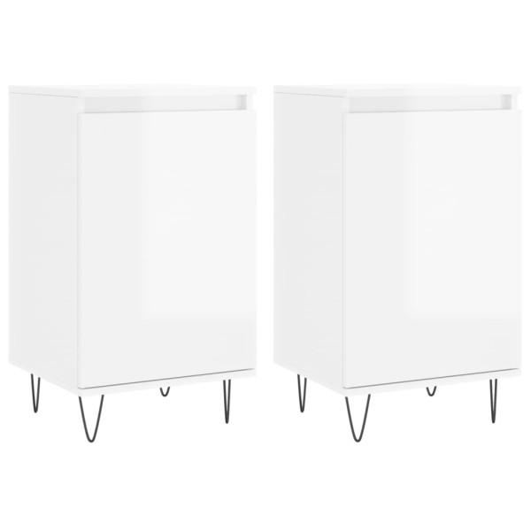 Aparadores 2 pcs 40x35x70 cm deriv. de madeira branco brilhante M 2