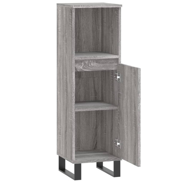 Armario de baño madera contrachapada gris Sonoma 30x30x100 cm M 5