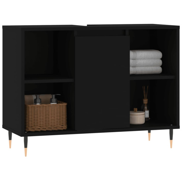 Mueble de baño madera de ingeniería negro 80x33x60 cm M 3