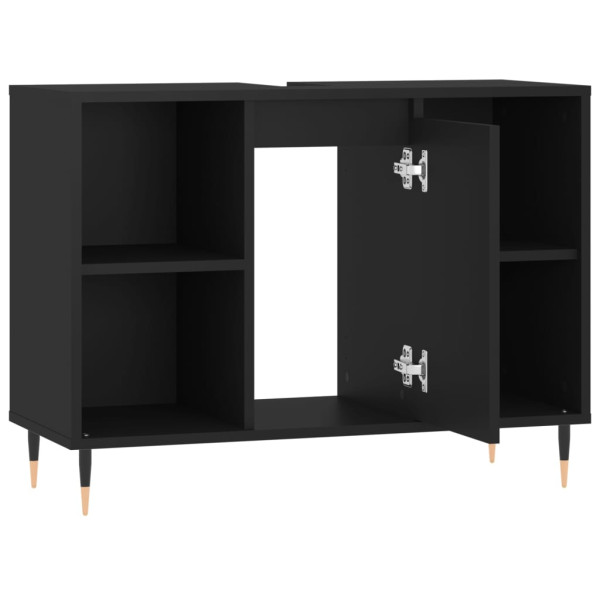 Mueble de baño madera de ingeniería negro 80x33x60 cm M 5