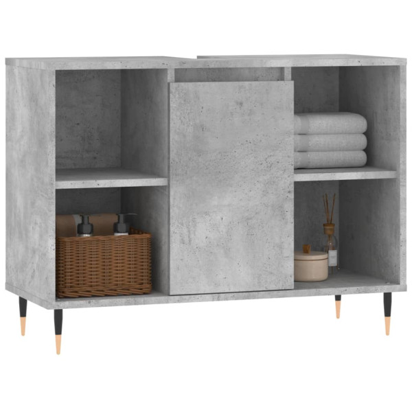 Mueble de baño madera de ingeniería gris hormigón 80x33x60 cm M 3