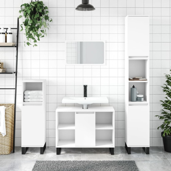 Mueble de baño madera de ingeniería blanco 80x33x60 cm D