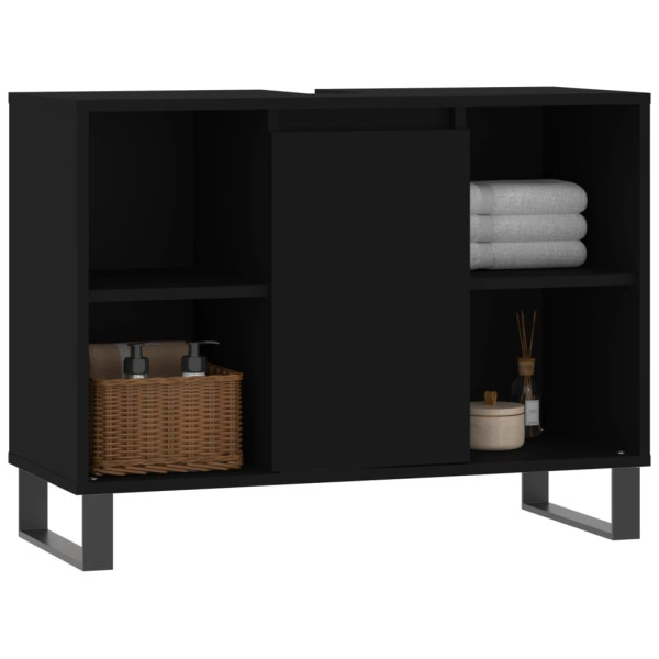 Mueble de baño madera de ingeniería negro 80x33x60 cm M 3